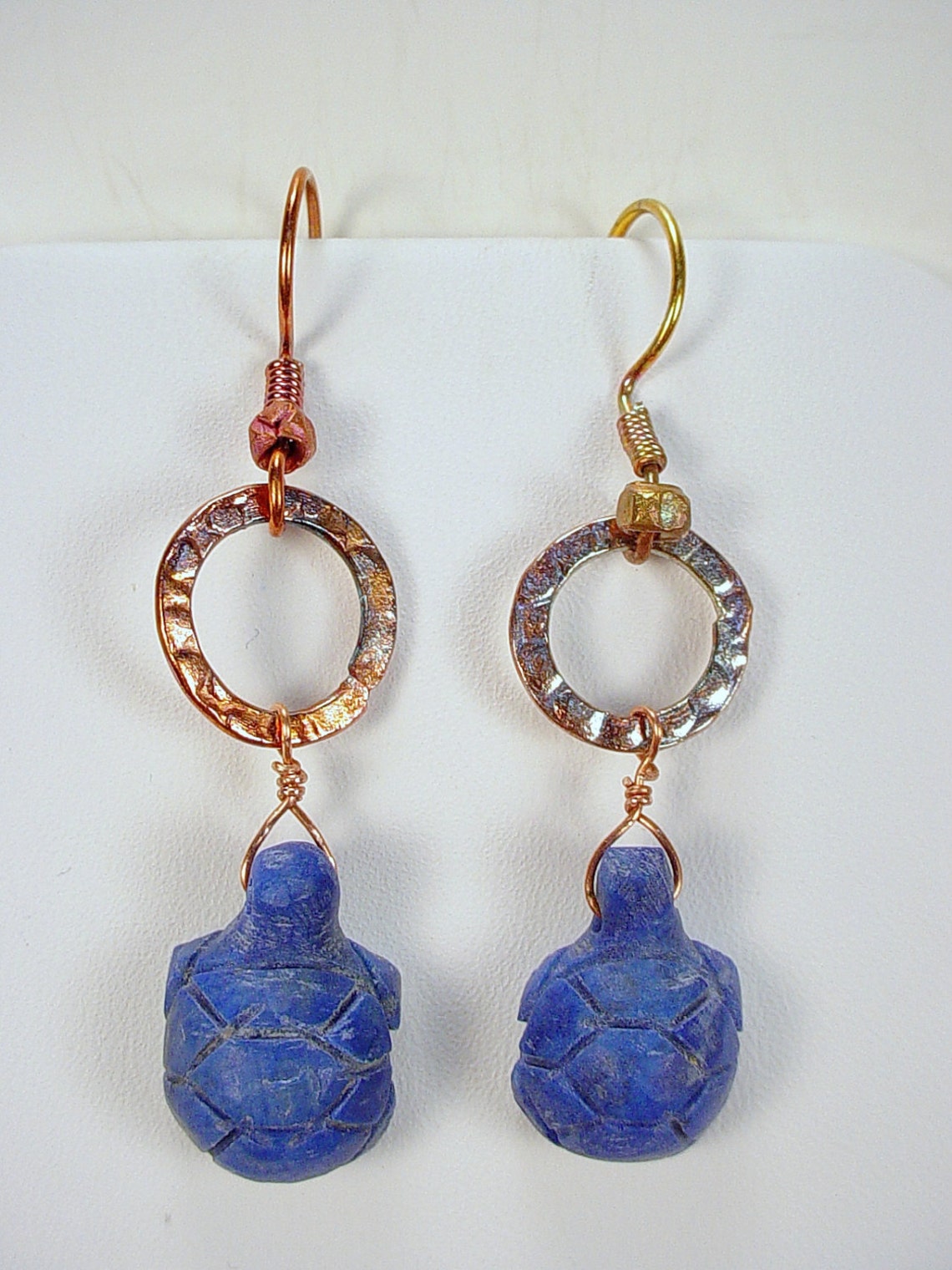 Earrings With Afghan Handmade Turtle Beads of Lapis Lazuli on - Etsy