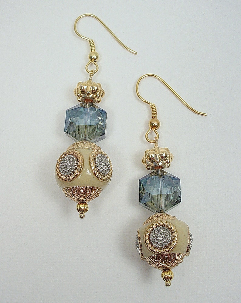 Taupe Tan Glass Pearls Necklace and Bracelet Set Buy ONE or ALL Crackle Glass in Aqua Kashmiri Beads Champagne Faceted