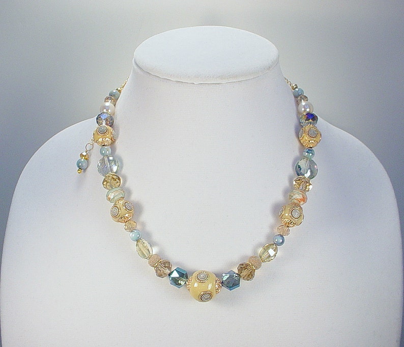 Taupe Tan Glass Pearls Necklace and Bracelet Set Buy ONE or ALL Crackle Glass in Aqua Kashmiri Beads Champagne Faceted