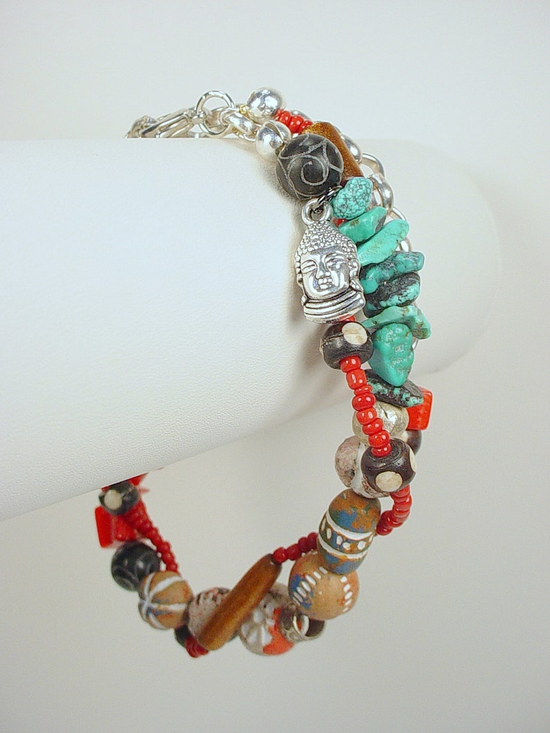 Tibetan Style Bracelet With Buddha Charm Coral Turquoise - Etsy