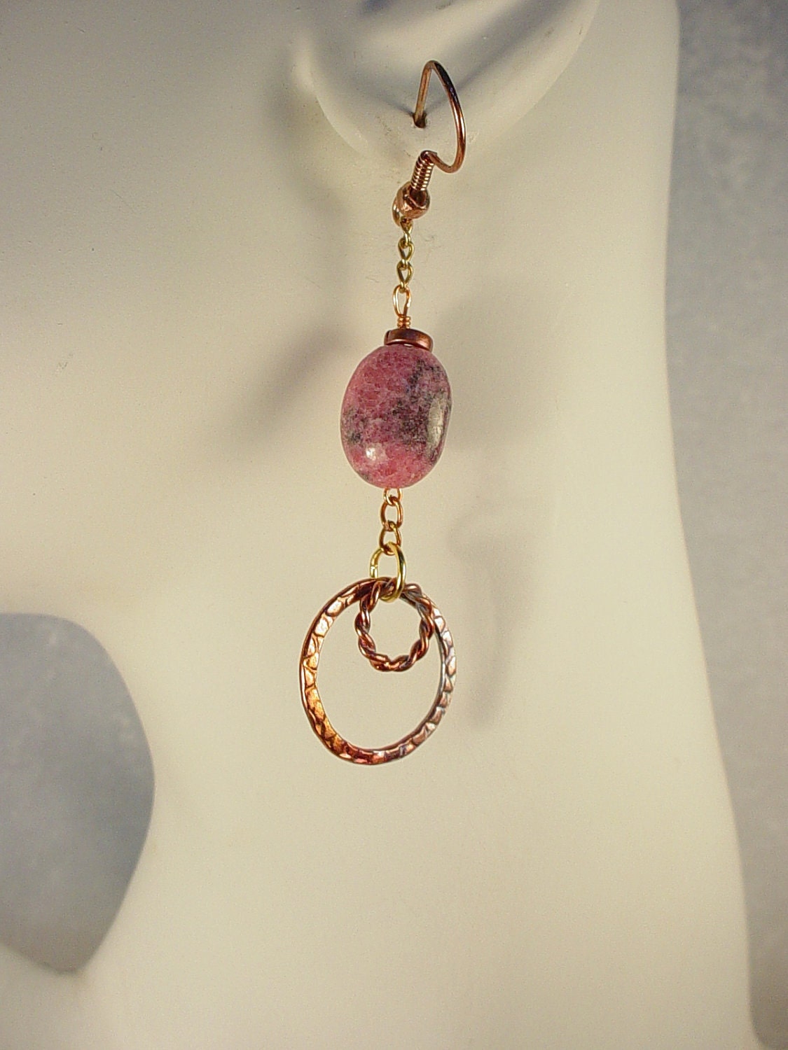Copper Earrings Gold Bonded Torch Shimmered With Rhodonite - Etsy