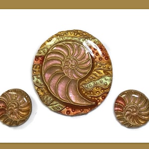 Nautilus Shell Polymer Clay Pendant Set Bead Embroidery Components