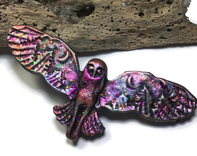 Faux Raku Flying Owl Polymer Clay Pendant Jewelry Making Bead ...
