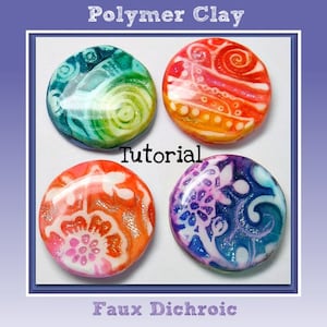 Polymer Clay Tutorial:  Faux Dichroic Pendants- polymer clay Cabochon tutorial - Ink and Foil Tutorial- Beginner Tutorial- Jewelry Making