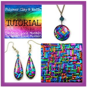 Polymer clay Pendants- Dichroic Look Mosaic Tutorial- Pendant & Earring Tutorial- Jewelry Making Tutorial-Easy Polymer Tutorial