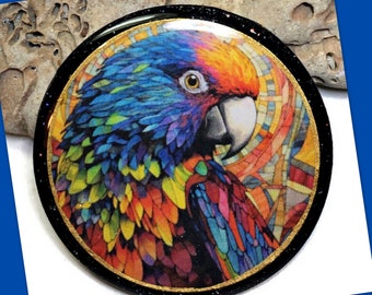 Parrot Cabochon Polymer Clay Round Bird Pendant Bead Embroidery Components