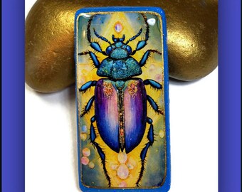 Scarab Beetle Polymer Clay Domino Pendant Jewelry Making Embroidery Components