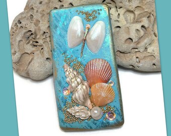 Sea Shells Domino Bead Embroidery Polymer Clay Pendant Jewelry Making Components