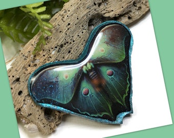 Polymer Clay Luna Moth Cabochon Necklace Pendant Bead Embroidery Supplies Jewelry Component