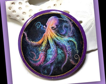 Purple Octopus Polymer Clay & Resin Sea Creature Pendant Bead Embroidery Components