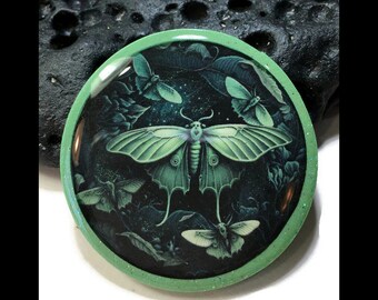 Luna Moth Cabochon Polymer Clay Round Bohemian Necklace Pendant Bead Embroidery Supplies