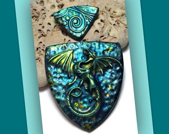 Dragon Spirit Animal Polymer Clay Pendant Cab Jewelry Making Embroidery Components