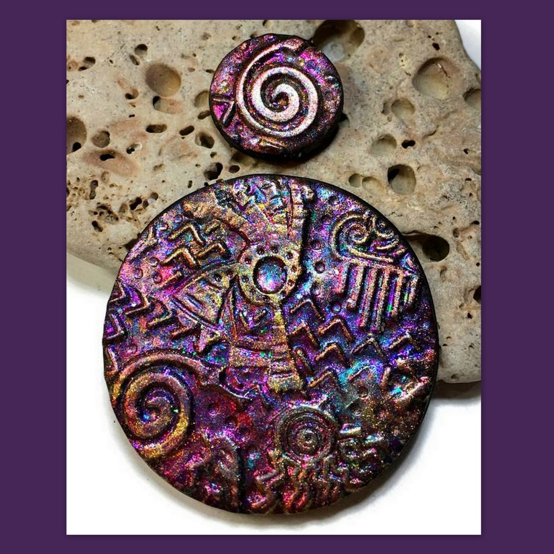 Kokopelli Good Luck Polymer Clay Medallion Pendant Jewelry Making