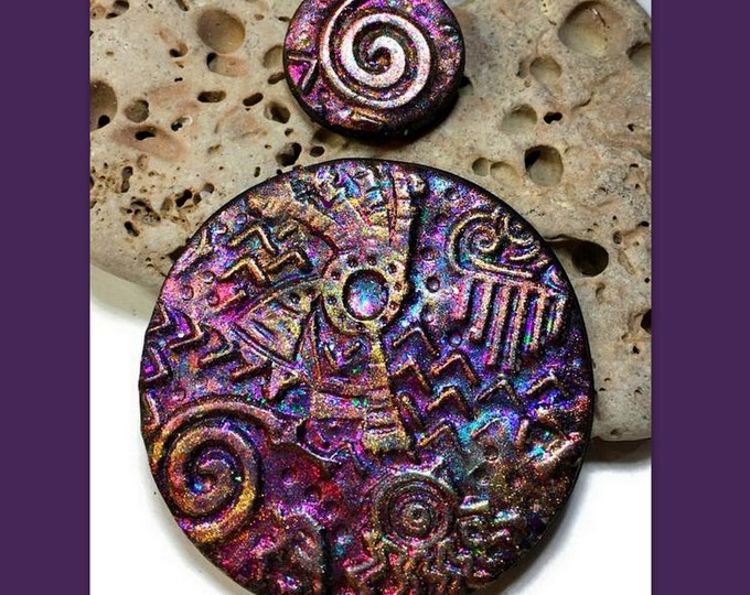 Kokopelli Good Luck Polymer Clay Medallion Pendant Jewelry Making Embroidery Faux Raku Etsy