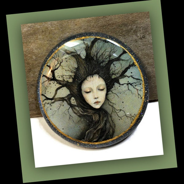 Tree Goddess Polymer Clay and Resin Necklace Pendant Bead Embroidery Components