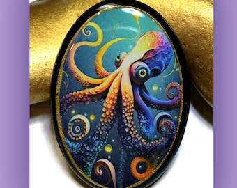 Octopus Polymer Clay & Resin Sea Creature Pendant Bead Embroidery Supplies Oval