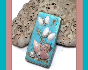 Florida Sea Shells Domino Bead Embroidery Polymer Clay Pendant Components