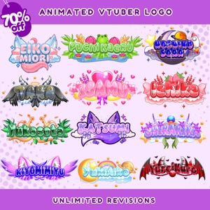 Custom Vtuber Logo | Cute Vtuber Logo, Animated Logo Text, Kawaii Logo, logo commission, logo vtuber, Custom Chibi Logo, Kawaii Logo Text