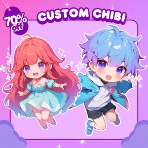 AANGEPAST CHIBI-KARAKTER, aangepaste Chibi-commissie, Chibi-emotes, Chibi-logo, Chibi-kerst, cadeau stel, Chibi-animestijl, schattige chibi