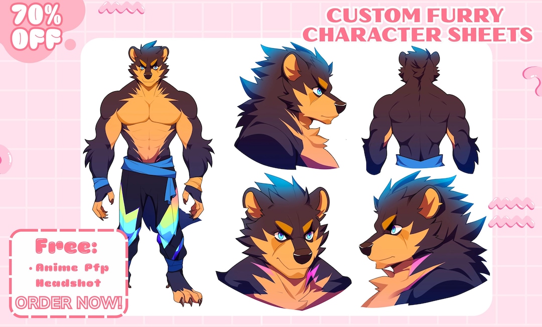 Custom Furry Character Sheet, Fursona Reference Sheet - Etsy UK