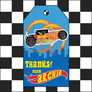 Personalised Hot Wheels Thank You Tags | Hot Wheels Party Tags | Birthday Party Favours | Two Fast | Boys Party