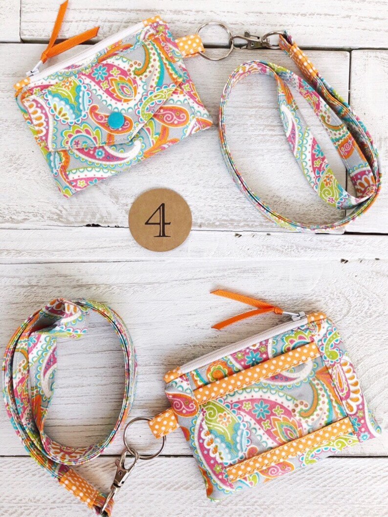 Zip ID Wallet Lanyard ID Case Card Wallet Key Fob Zipper Etsy