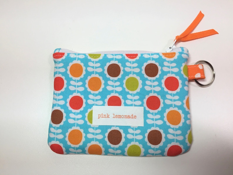 Key Fob Zipper Wallet Orange Poppies Zip ID Wallet Keyring Card Wallet Keychain Window ID Case Change Purse