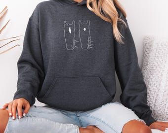 Custom Horse Hoodie Personalized Horse Sweatshirt Horse Head Line Portrait Hoodie