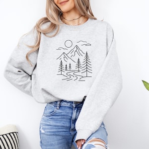 Minimalist Outdoorsy Sweatshirt Nature Lover Sweatshirt Hiking Crewneck Adventure Sweatshirt Camping Sweater Wilderness Sweatshirt Gift