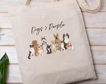 Bolso de lona con diseño de perro. Lindo bolso de mano con diseño de perro. Regalo ideal para amantes de los perros.