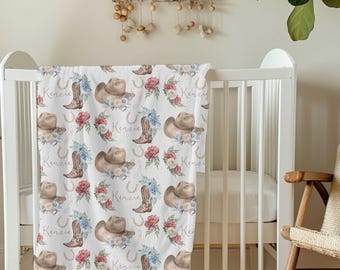 Personalized Cowgirl Throw Personalized Baby Gift Western Nursery Decor Custom Cowgirl Gift Cowgirl Baby Blanket Infant Cowgirl