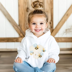 Bee Toddler Hoodie Watercolor Bee Pullover Cute Bee Jumper Child Hooded Sweatshirt Spring Fashion Nature Lover