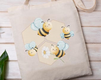 Niedliches Biene Tote Bag Geschenk für Mama Einkaufstasche Gehöft Geschenk Wiederverwendbare Tasche Bumble Bee Lover Geschenk