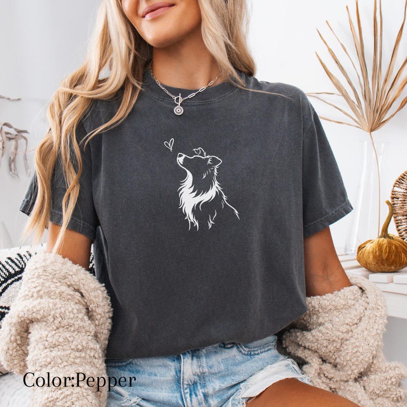 Border Collie T-Shirt Border Collie Hund Grafik-T-Stück Border Collie Geschenk für Hundeliebhaber Schafzüchter Shirt Bild 2