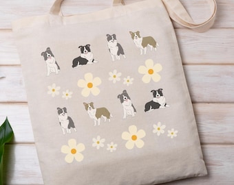 Border Collie Tote Bag for Border Collie Lover Gift Border Collie Canvas Tote Bag Dog Canvas Tote Bag