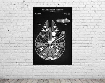 Millennium Falcon Blueprint – Brushed Metal Star Wars Wall Art