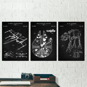 Millennium Falcon Blueprint – Brushed Metal Star Wars Wall Art - Etsy