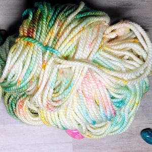 Touch of Dawn, Speckled 2-ply Bulky Yarn | 100% SW Merino Wool, Pink, Gold, Forest, Blue