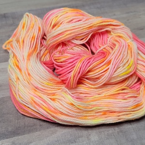 Self Striping - Lantanas DK Yarn, Custom Hand Dyed, Pink, Yellow, Orange, DK, 100% Superwash Merino Wool
