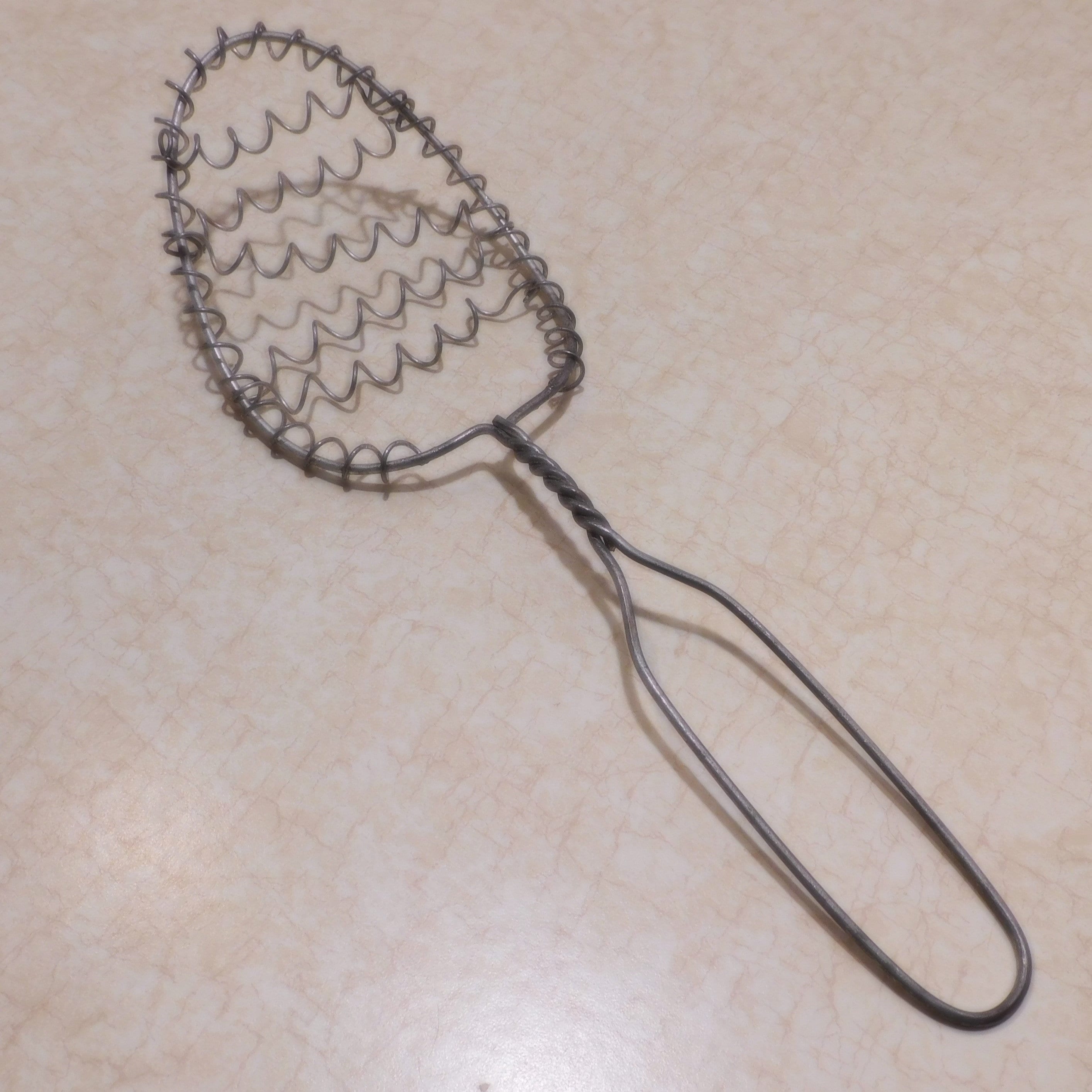 Vintage Twisted Wire Whisk Slotted Spoon Masher Beater Strainer