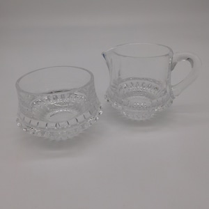 Vintage Glass Creamer and Sugar Holder, Clear, Great Condition (H50)