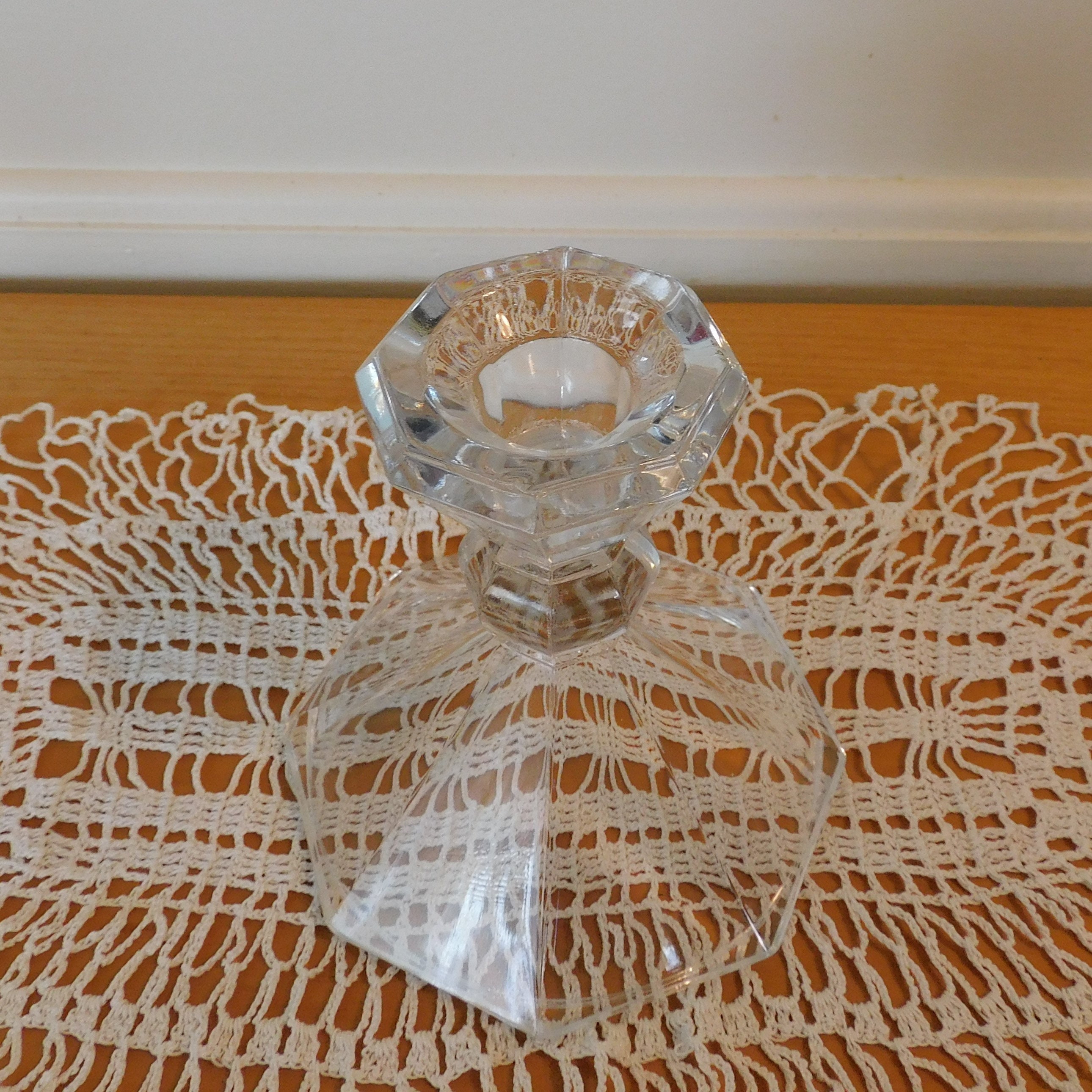 Vintage Glass Taper Candle Stick Holder Table Decor Etsy Canada