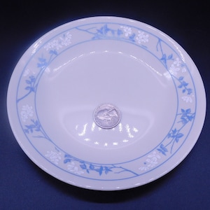 Retro Corelle Bread Plate - 1980&#39;s First of Spring Pattern, White Flowers, Blue Stems, Vintage Kitchenware, 6 1/4&quot; x 1/2&quot;  (7050)
