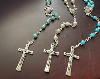 Beaded Medjugorje Rosary with Our Lady Centerpiece