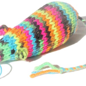 Knit Catnip Mouse Cat Toy is Bright Neon Colors image 1