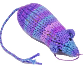 Knit Catnip Mouse Cat Toy is Beautiful Purple Jewel Tones
