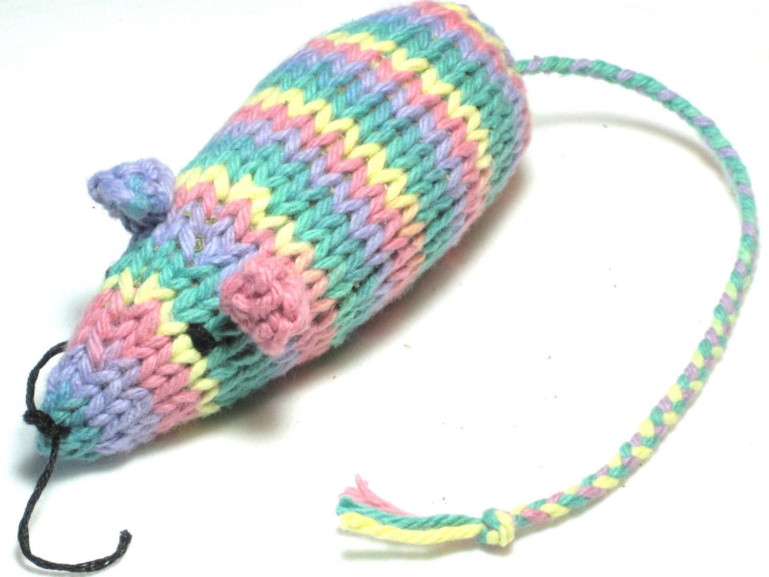 Knit Catnip Mouse Cat Toy of Soft Pastel Rainbow Cotton Yarn Etsy