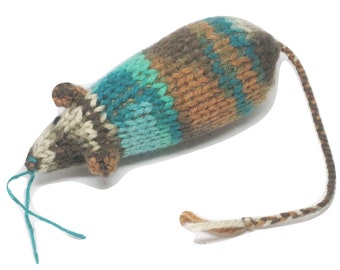 Knit Catnip Mouse Cat Toy is the Colors of the Forest