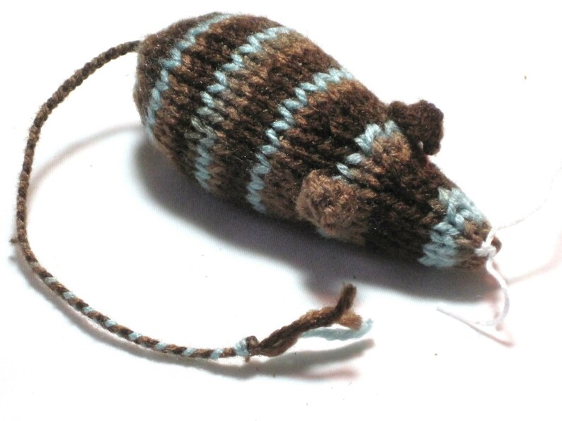 Knit Catnip Mouse Cat Toy with Mint Chocolate Stripes | Etsy