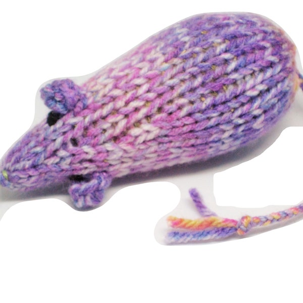 Knit Catnip Mouse Cat Toy is the Colors of Lilacs